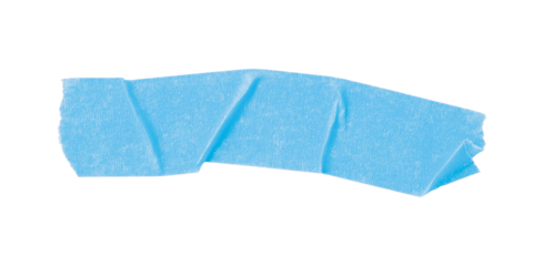 Light blue torn paper tape isolated on transparent background