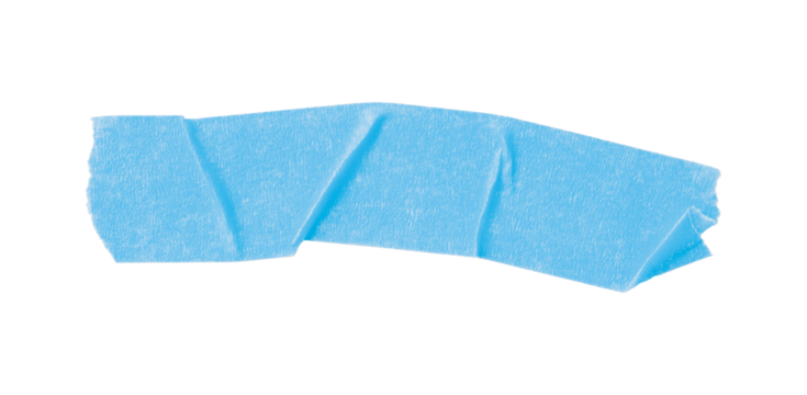 Light blue torn paper tape isolated on transparent background