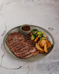 Seared Ribeye Steak Dinner with Roasted Potatoes and Vegetables