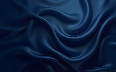 Obraz premium Silk satin fabric. Navy blue color. Abstract dark elegant background with space for design. Soft wavy folds. Drapery. Gradient. Light lines. Shiny. Shimmer. Glow.Template. Wide banner. Panoramic.