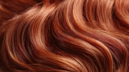 Fototapeta premium Full frame close up for beautiful wavy red hair background. Concept for haircare, beauty, health, and natural texture.