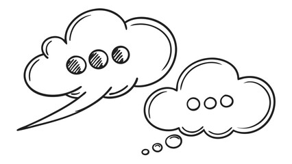 Black and white speech bubbles with dots thought bubble