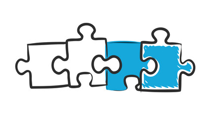 Blue and grey puzzle pieces connection teamwork