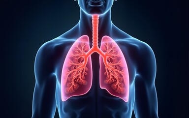 Vector human bronchi lungs anatomy structure with abstract 3d geometry lines and gradient waves art to asthma world tuberculosis health day or medicine respiratory system organ on dark background