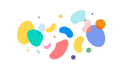 Colorful abstract shapes scattered across background