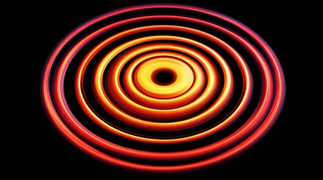 Abstract Concentric Circles with Vibrant Orange and Red Glow on Dark Backdrop, Energy Field