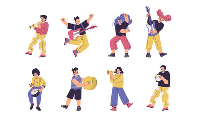 Illustrations of dynamic musicians are perfect for enhancing various creative projects with style