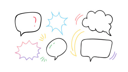 Colorful hand drawn speech bubbles communication conversation