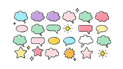 Colorful speech bubbles and stars thought bubble sparkle