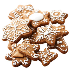 Festive Gingerbread Cookies with White Icing &mdash; Holiday Treats in Star and Snowflake Shapes