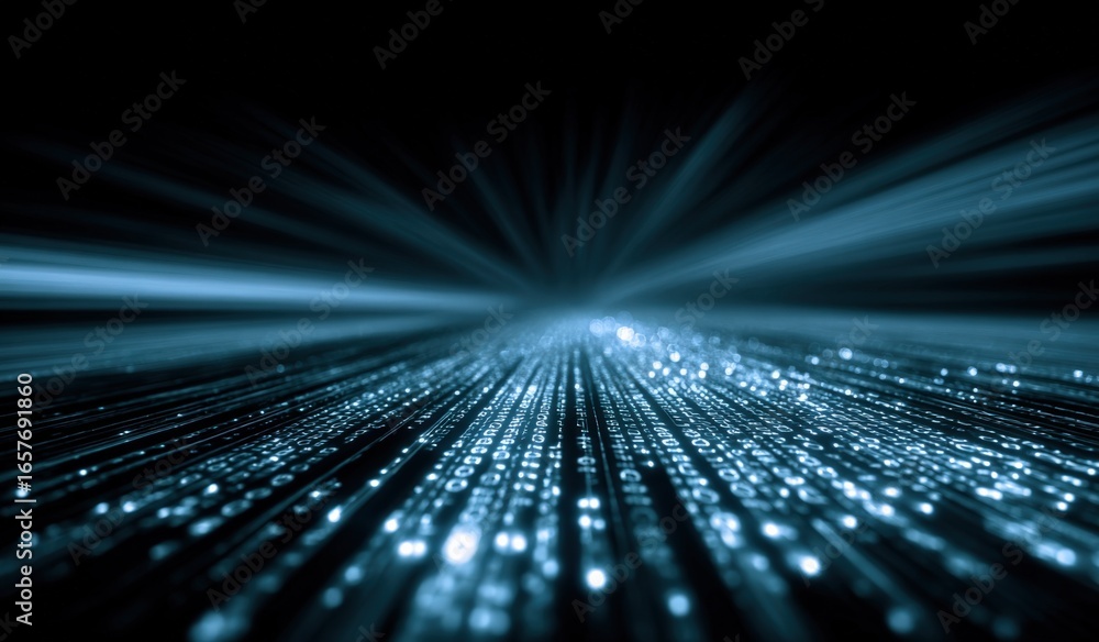 Poster abstract futuristic data stream visualization: digital network, artificial intelligence, technology 