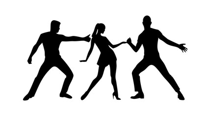 Couple dancing salsa with flowing movement passion