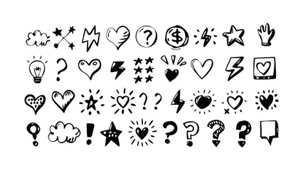 Doodle Icons Collection symbols hearts