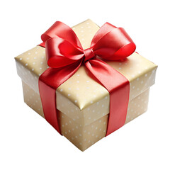 Obraz premium Gift box with red ribbon and bow isolated on transparent background