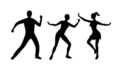 Elegant couple dancing gracefully dancers silhouette