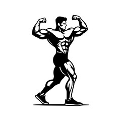  body builder pose vector illustration.