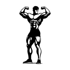  body builder pose vector illustration.