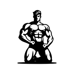  body builder pose vector illustration.