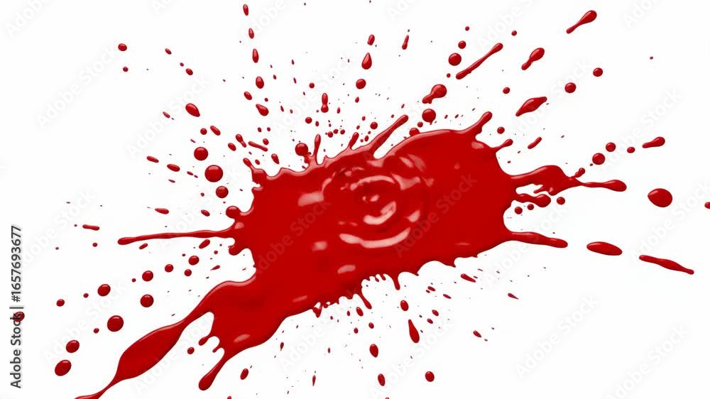Poster red paint splatter on white background - a vibrant red paint splatter explodes across a pristine whi