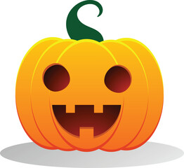 Cute and Smiling Jack-o'-Lantern with a Shadow