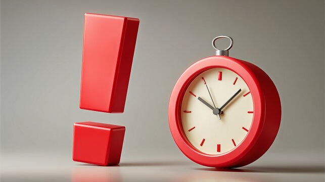 Urgent Time: A red exclamation mark next to a red clock, symbolizing urgency and the passage of time, emphasizes the importance of acting promptly and efficiently.