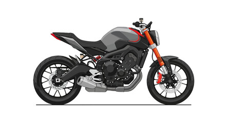 Fototapeta premium Stylized Motorbike Illustration with Detailed Mechanical Components and Streamlined Design Aesthetics Showcasing Precision Engineering 95 characters