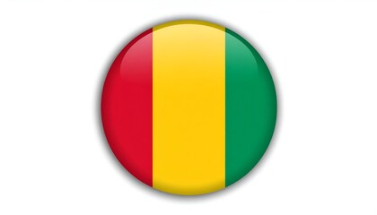 Fototapeta premium Guinean flag badge with vertical red-yellow-green stripes symbolizing independence and natural wealth