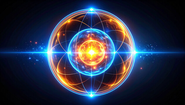 Intricate digital illustration of a glowing energy sphere with interconnected light patterns.
