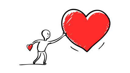 Red hearts doodle style love drawing