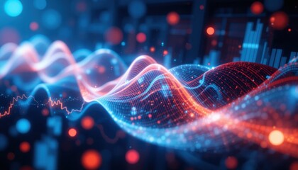 Abstract stock market visualization with flowing curves