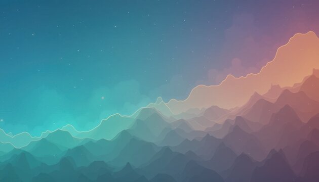 Stock graph with smooth curved line in pastel gradient