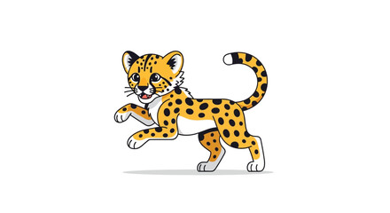 Cartoon Cheetah Cub Illustration: Playful Feline Character for Children's Content and Animal-Themed Designs