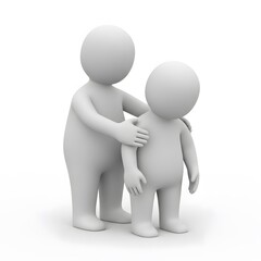 3D Cartoon Characters Supportive Embrace Minimal Abstract Labor Day Pharmaceutical Illustration