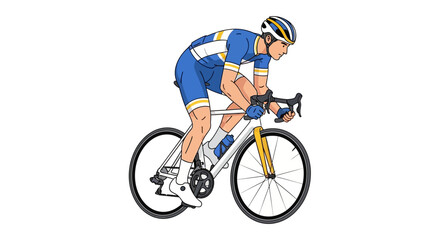 Obraz premium Dynamic cyclist in motion on a racing bike, focusing on fitness and speed with determined rider character illustration