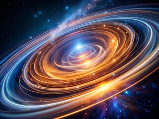 Obraz premium A mesmerizing spiral galaxy illustration with vibrant colors, showcasing the beauty of space and the wonders of the universe in a cosmic dance