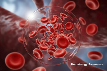 Dynamic 3D rendering of red blood cells flowing through a vein, highlighting hematology and medical science