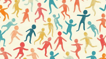 Naklejka premium Colorful abstract figures in motion, representing community, diversity, and movement.