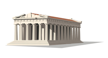 Stylized rendition of an ancient greek temple, evocative of classical architecture and civilization
