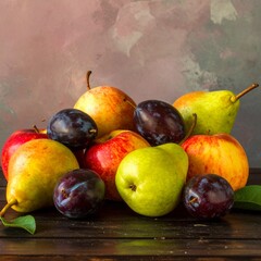 Vintage Fruit Still Life with Film Grain