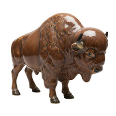 Fototapeta premium Majestic brown porcelain bison figurine with detailed fur texture and a powerful stance