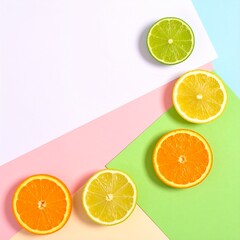Minimal Citrus Arrangement with Geometric Overlay