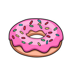 Deliciously Sweet Pink Frosted Donut with Colorful Sprinkles Illustration – A Classic Bakery Treat Icon for Fun Designs
