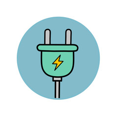Green electric plug with a lightning bolt, symbolizing energy and sustainability