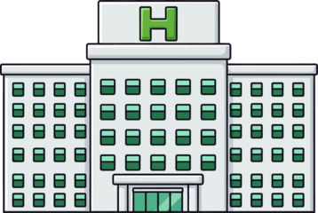 Vector Ilustration Hospital Building with Green H Sign.