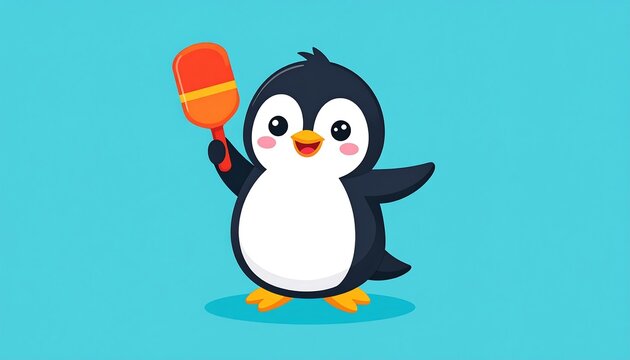 Cute penguin with a popsicle