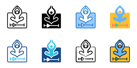 Yoga Instruction icon set multiple style collection 
