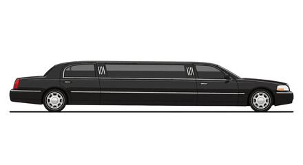 Sleek black limousine illustration showcasing luxury transportation and elegant design for upscale events or services