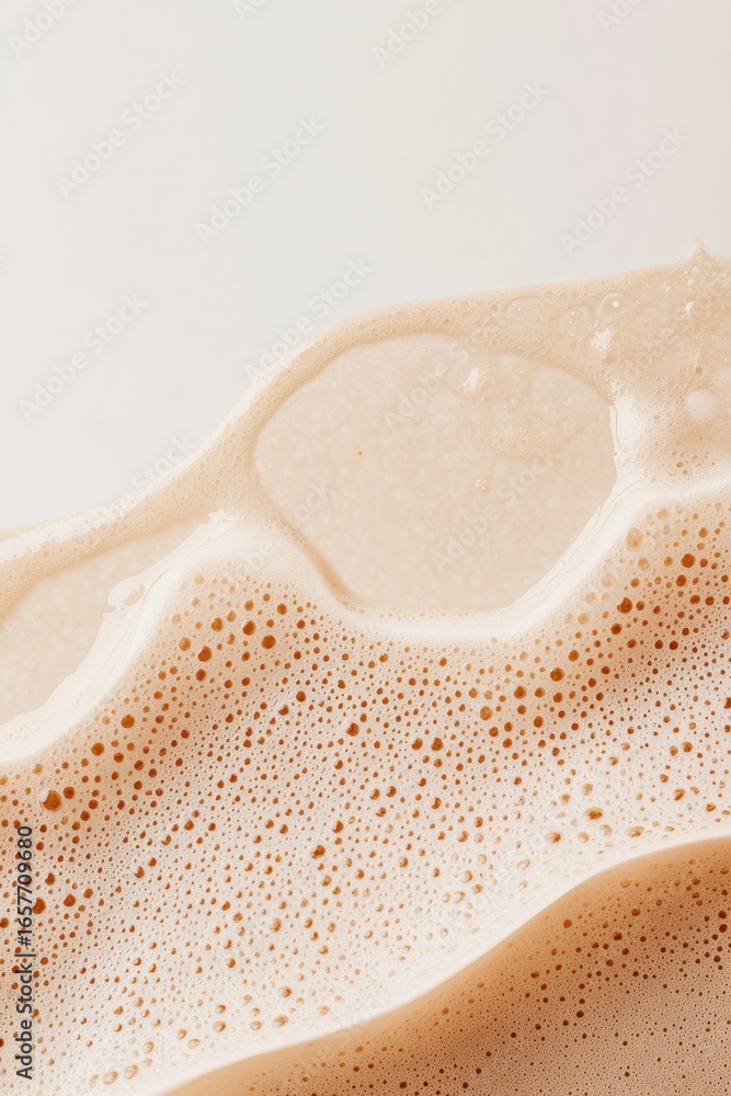 Aufkleber close up of bubbly foam texture with flowing liquid creating abstract shapes and patterns.