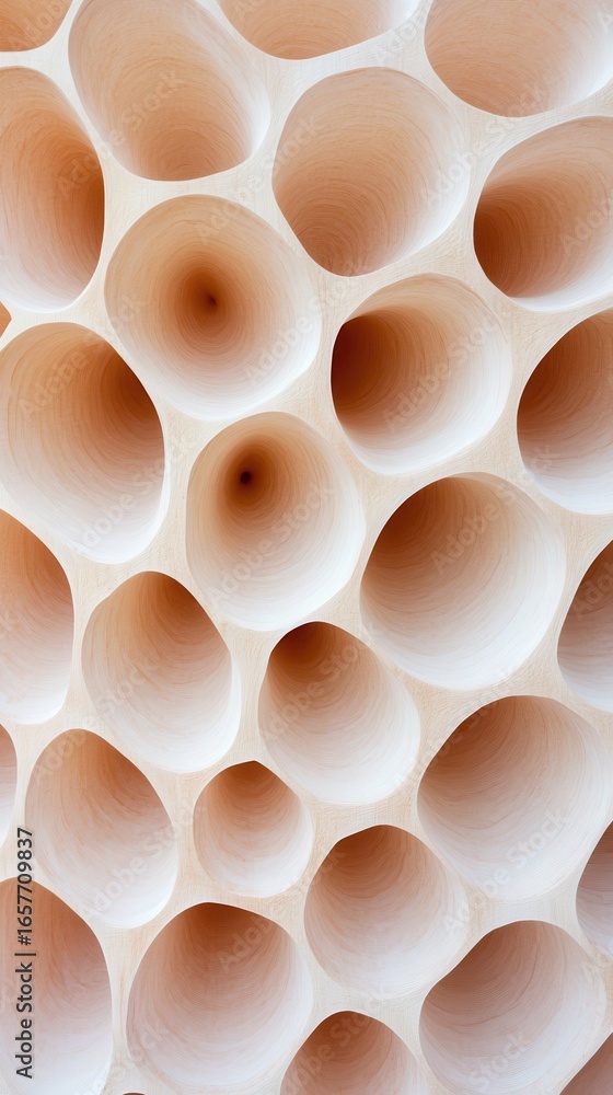 Aufkleber curved organic shapes with smooth layered indentations create a repeating honeycomb pattern with war
