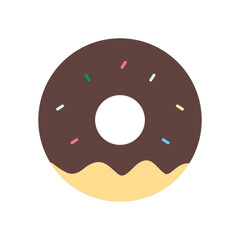 Doughnut Dessert Flat Color Icon: Sweet Food and Bakery Treat